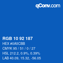 カラーコード: RGB 10 92 187 | qconv.com