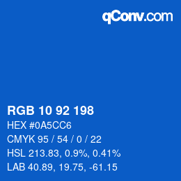 カラーコード: RGB 10 92 198 | qconv.com