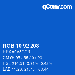 カラーコード: RGB 10 92 203 | qconv.com