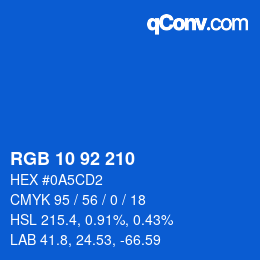 颜色代码: RGB 10 92 210 | qconv.com