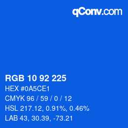カラーコード: RGB 10 92 225 | qconv.com