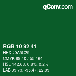 颜色代码: RGB 10 92 41 | qconv.com