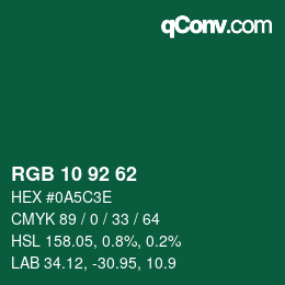 颜色代码: RGB 10 92 62 | qconv.com
