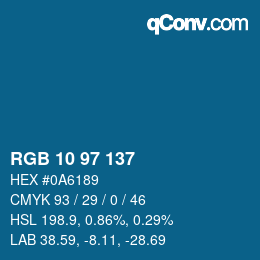 Color code: RGB 10 97 137 | qconv.com