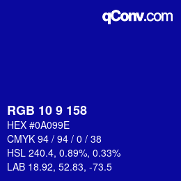Color code: RGB 10 9 158 | qconv.com