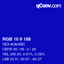 Color code: RGB 10 9 188 | qconv.com