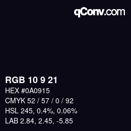 Farbcode: RGB 10 9 21 | qconv.com
