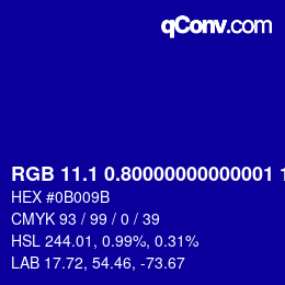 カラーコード: RGB 11.1 0.80000000000001 155 | qconv.com