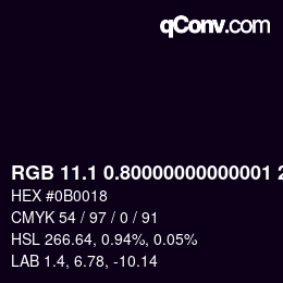 カラーコード: RGB 11.1 0.80000000000001 24 | qconv.com