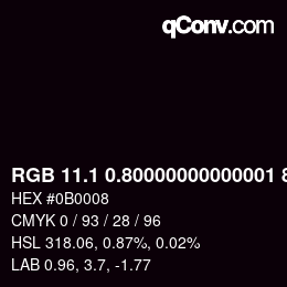 Color code: RGB 11.1 0.80000000000001 8 | qconv.com
