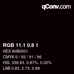 Code couleur: RGB 11.1 0.8 1 | qconv.com