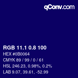 カラーコード: RGB 11.1 0.8 100 | qconv.com