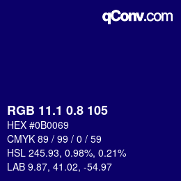 カラーコード: RGB 11.1 0.8 105 | qconv.com