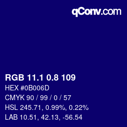 カラーコード: RGB 11.1 0.8 109 | qconv.com
