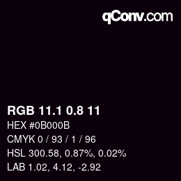Color code: RGB 11.1 0.8 11 | qconv.com