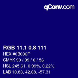 カラーコード: RGB 11.1 0.8 111 | qconv.com