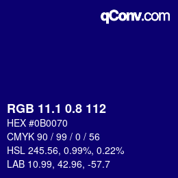 カラーコード: RGB 11.1 0.8 112 | qconv.com