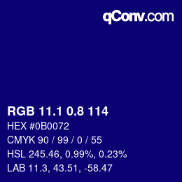 カラーコード: RGB 11.1 0.8 114 | qconv.com