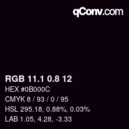 Farbcode: RGB 11.1 0.8 12 | qconv.com