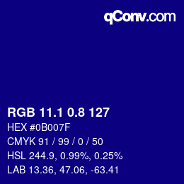 カラーコード: RGB 11.1 0.8 127 | qconv.com