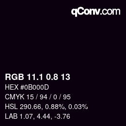 Color code: RGB 11.1 0.8 13 | qconv.com