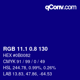 カラーコード: RGB 11.1 0.8 130 | qconv.com