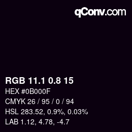 Color code: RGB 11.1 0.8 15 | qconv.com