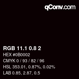 Código de color: RGB 11.1 0.8 2 | qconv.com