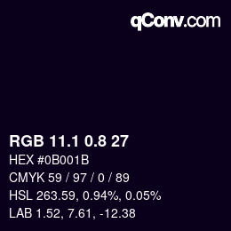 Color code: RGB 11.1 0.8 27 | qconv.com