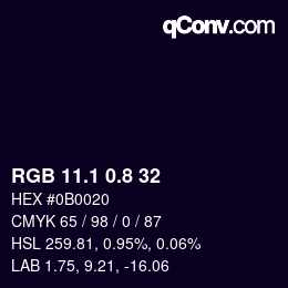 Farbcode: RGB 11.1 0.8 32 | qconv.com