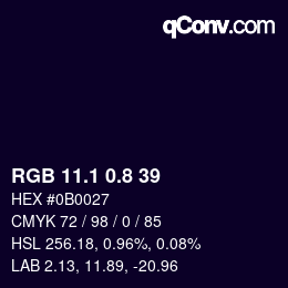 Color code: RGB 11.1 0.8 39 | qconv.com