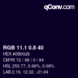 Farbcode: RGB 11.1 0.8 40 | qconv.com