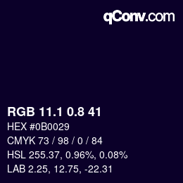 Color code: RGB 11.1 0.8 41 | qconv.com