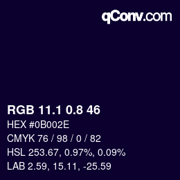 Farbcode: RGB 11.1 0.8 46 | qconv.com
