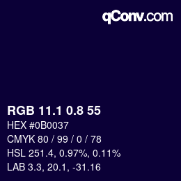 カラーコード: RGB 11.1 0.8 55 | qconv.com