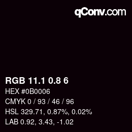 Color code: RGB 11.1 0.8 6 | qconv.com