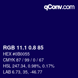 カラーコード: RGB 11.1 0.8 85 | qconv.com