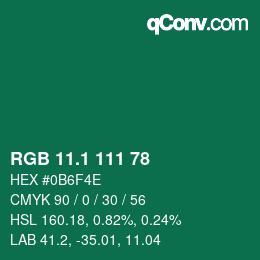 カラーコード: RGB 11.1 111 78 | qconv.com