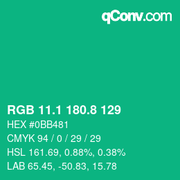 カラーコード: RGB 11.1 180.8 129 | qconv.com