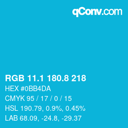 カラーコード: RGB 11.1 180.8 218 | qconv.com