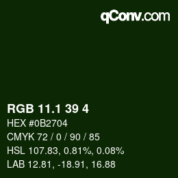 カラーコード: RGB 11.1 39 4 | qconv.com