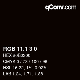 カラーコード: RGB 11.1 3 0 | qconv.com