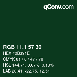 カラーコード: RGB 11.1 57 30 | qconv.com