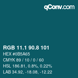 カラーコード: RGB 11.1 90.8 101 | qconv.com