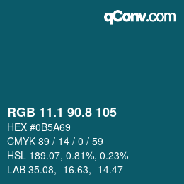 カラーコード: RGB 11.1 90.8 105 | qconv.com