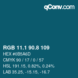 カラーコード: RGB 11.1 90.8 109 | qconv.com