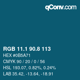Farbcode: RGB 11.1 90.8 113 | qconv.com