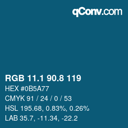カラーコード: RGB 11.1 90.8 119 | qconv.com