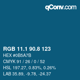 カラーコード: RGB 11.1 90.8 123 | qconv.com