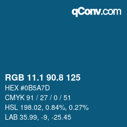 カラーコード: RGB 11.1 90.8 125 | qconv.com